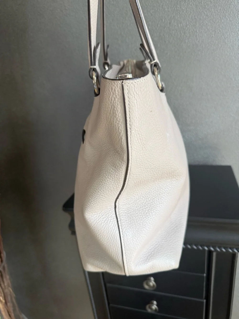 Coach Pebbled Leather Tote in Light Taupe - Picture 3 of 11